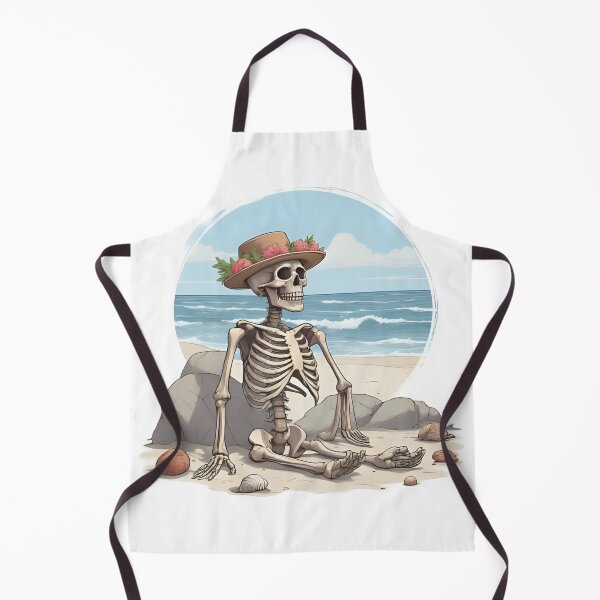 Item preview, Relaxing Skeleton in Summer Hat on the Beach designed and sold by Pixel--Threads.