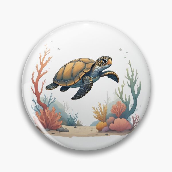 Item preview, Sea Turtle Swimming Through Coral Reefs designed and sold by Pixel--Threads.