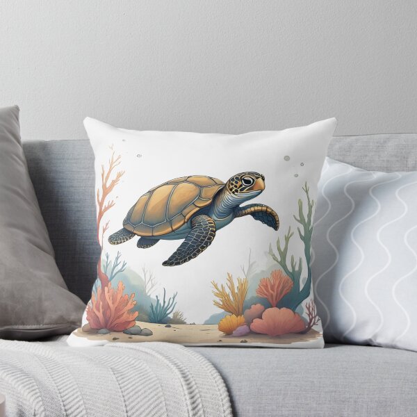 Item preview, Sea Turtle Swimming Through Coral Reefs designed and sold by Pixel--Threads.