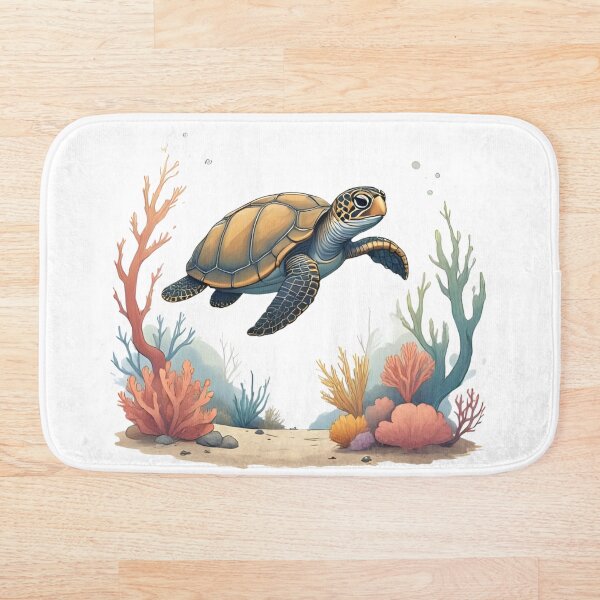 Item preview, Sea Turtle Swimming Through Coral Reefs designed and sold by Pixel--Threads.