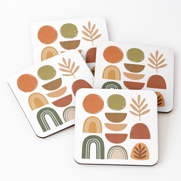 Item preview, Boho abstract shapes cute in warm earthy tones, mid-century modern vibe, clean layout designed and sold by pnatta.