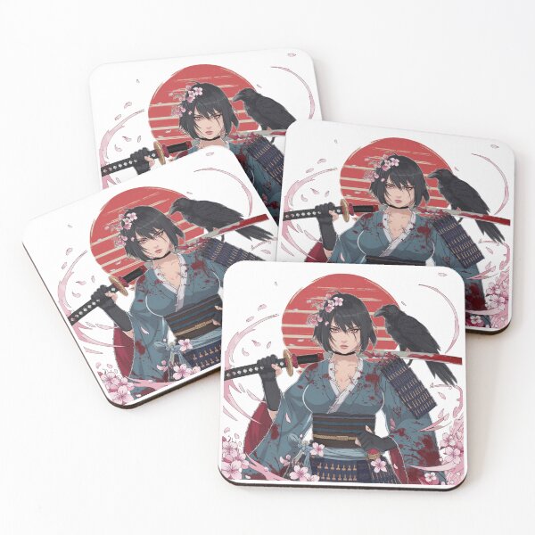 Item preview, Sakura no Ikari – Bloody Revenge of the Cherry Blossoms | Samurai Girl with Katana & Raven designed and sold by Globuwear.