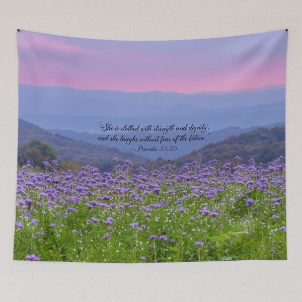Item preview, Proverbs 31:25 Pink Floral Sunset Scripture Art designed and sold by OneWorldLove.