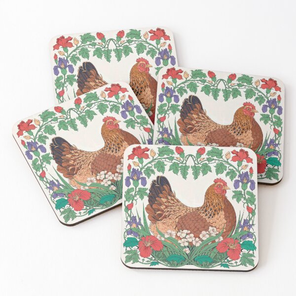 Item preview, William Morris style Hen and Floral Art designed and sold by Tamas Das.