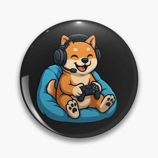 Item preview, Gamer Shiba Inu – Cute Dog with Headset and Controller on Beanbag designed and sold by ColorSplash123.