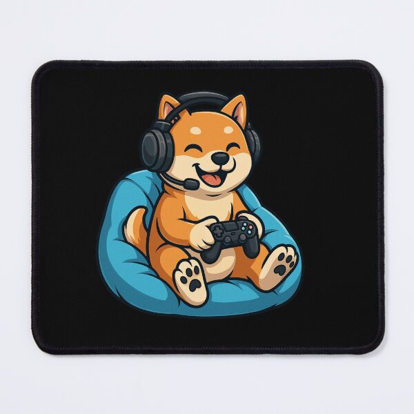 Item preview, Gamer Shiba Inu – Cute Dog with Headset and Controller on Beanbag designed and sold by ColorSplash123.