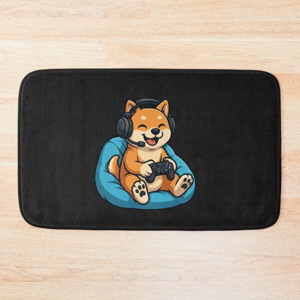 Item preview, Gamer Shiba Inu – Cute Dog with Headset and Controller on Beanbag designed and sold by ColorSplash123.