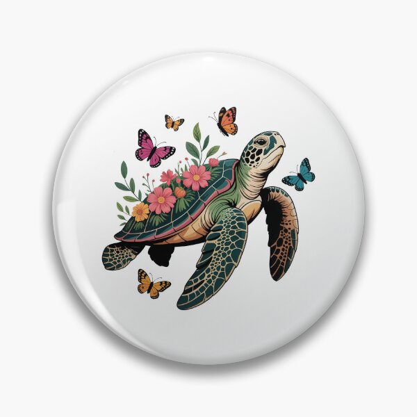 Item preview, Floral Turtle with Butterflies, Cute Sea Turtle Nature Lover Sticker, designed and sold by Aknarin Thika.