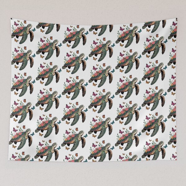 Item preview, Floral Turtle with Butterflies, Cute Sea Turtle Nature Lover Sticker, designed and sold by Aknarin Thika.