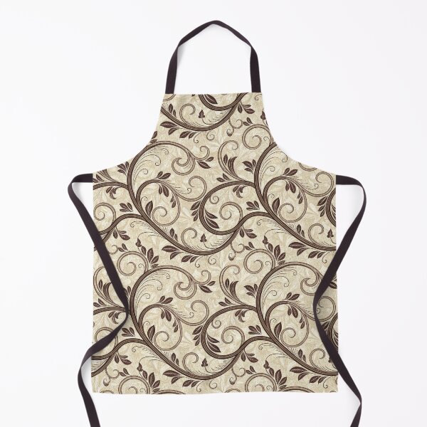 Item preview, Elegant Seamless Brown Floral Scroll Pattern on Beige Background. designed and sold by RGShirtWorks.