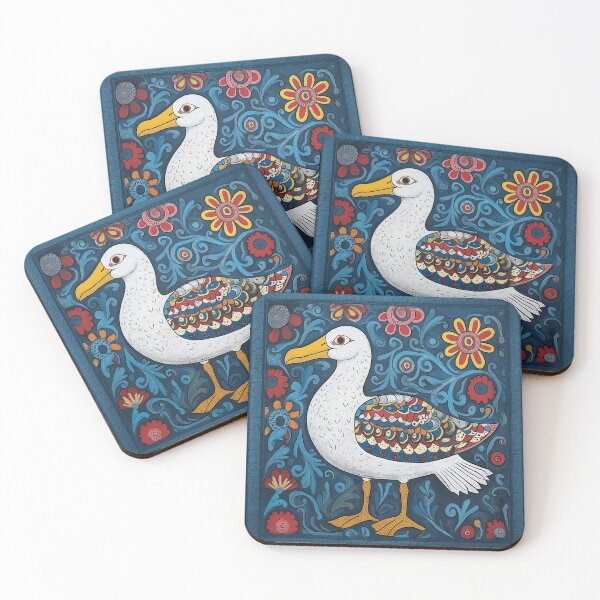 Item preview, An albatross stylized in the expressive traditions of both Pata Chitra and Khokhloma. designed and sold by HEMRO.