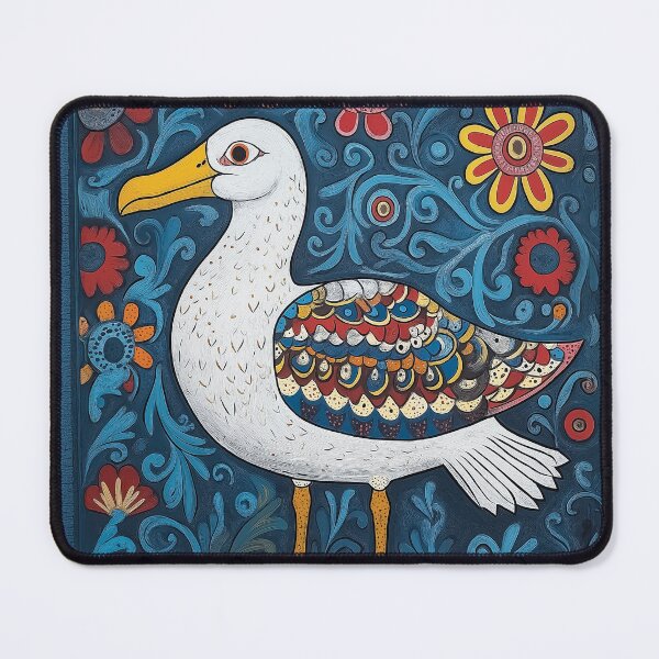 Item preview, An albatross stylized in the expressive traditions of both Pata Chitra and Khokhloma. designed and sold by HEMRO.