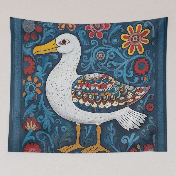 Item preview, An albatross stylized in the expressive traditions of both Pata Chitra and Khokhloma. designed and sold by HEMRO.