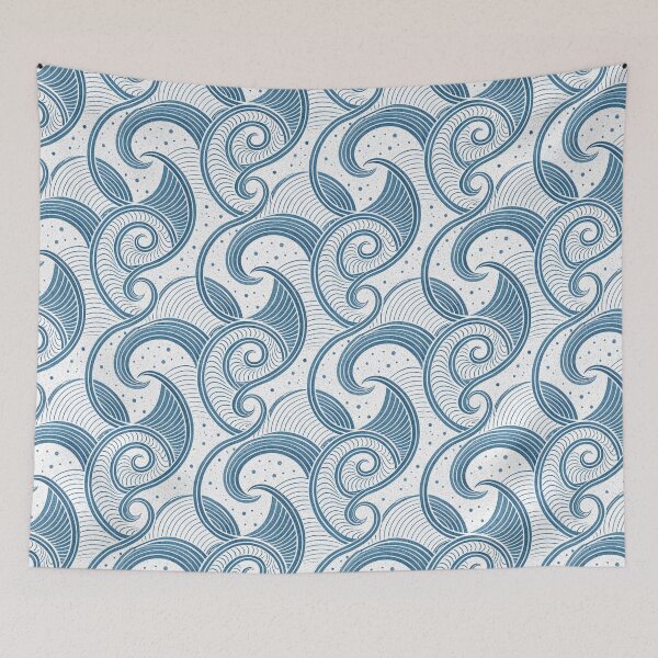 Item preview, Blue Ocean Waves Stylized Seamless Pattern. designed and sold by RGShirtWorks.