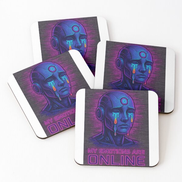 Item preview, My Emotions Are Online – Glitchy Robot Neon Art designed and sold by Khayallab .