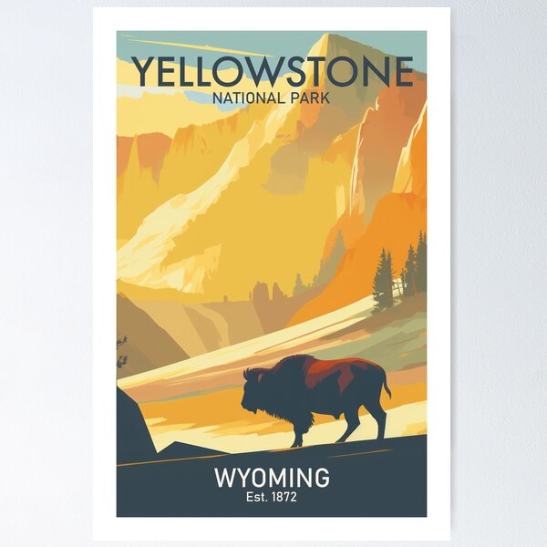 Item preview, YELLOWSTONE NATIONAL PARK TRAVEL ART designed and sold by MarkedArtPrints.