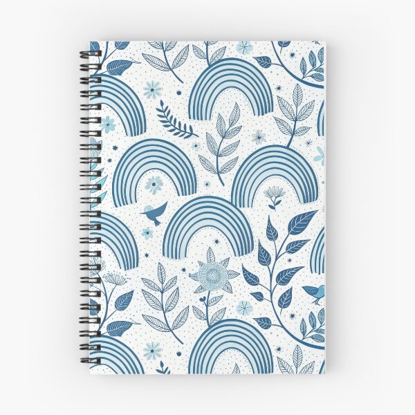 Item preview, Whimsical Blue Rainbow and Botanical Seamless Pattern. designed and sold by RGShirtWorks.