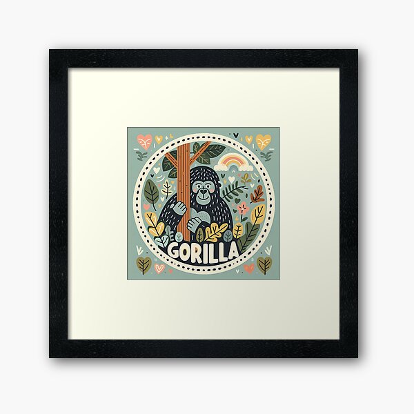 Vista previa del artículo con la obra «Gorila - Esperanza para la vida silvestre Arte popular escandinavo de heidiannemorris ©», diseñado y vendido por FOLK ART FUSION by heidiannemorris.