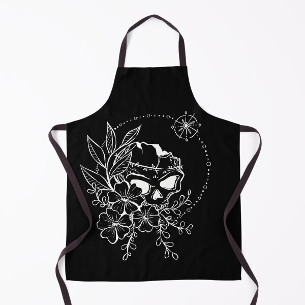 Item preview, Floral Skull White Ink Drawing – Gothic Botanical Art on Black designed and sold by Whimsical Wenli.