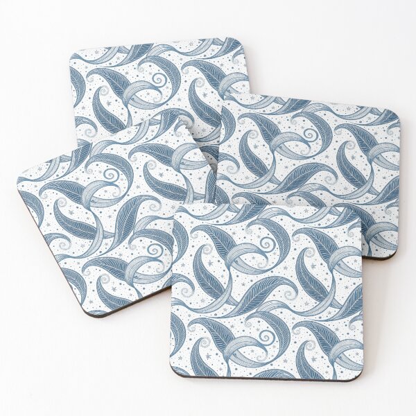 Item preview, Abstract Blue Ornate Swirls and Stars Seamless Pattern. designed and sold by RGShirtWorks.