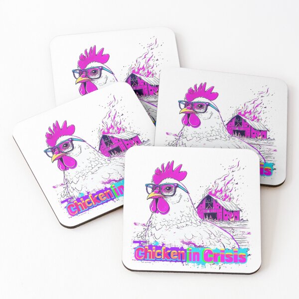 Item preview, Chicken in Crisis – Cartoon Chaos Sticker designed and sold by Imaginarium of Chaos falcon88 .