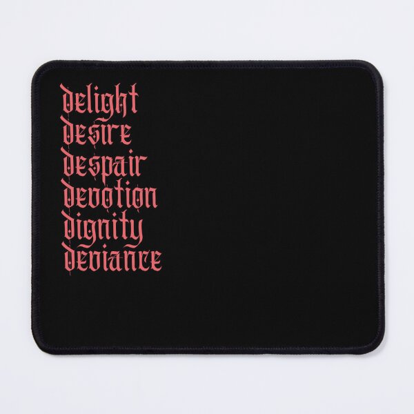 Item preview, delight desire despair devotion dignity deviance (coral) designed and sold by the terrible beauty.