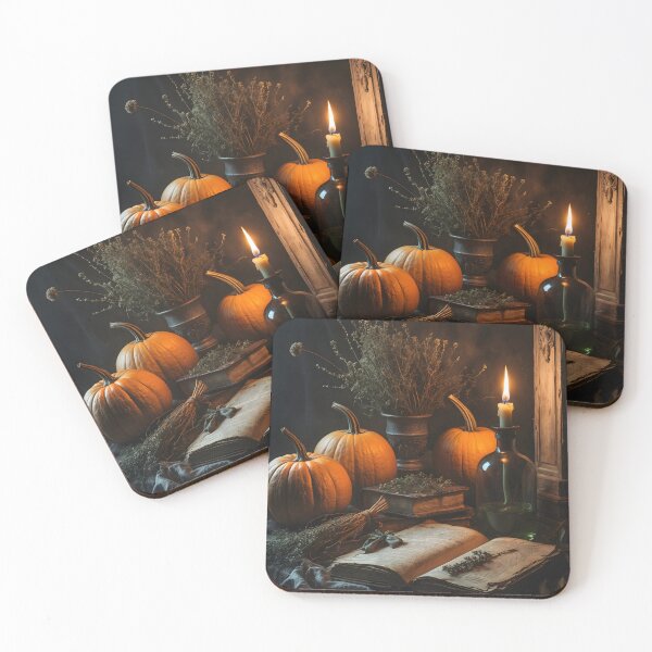 Item preview, Pumpkin Still Life – Vintage Halloween Book & Candle Scene designed and sold by LaLi-Designs.