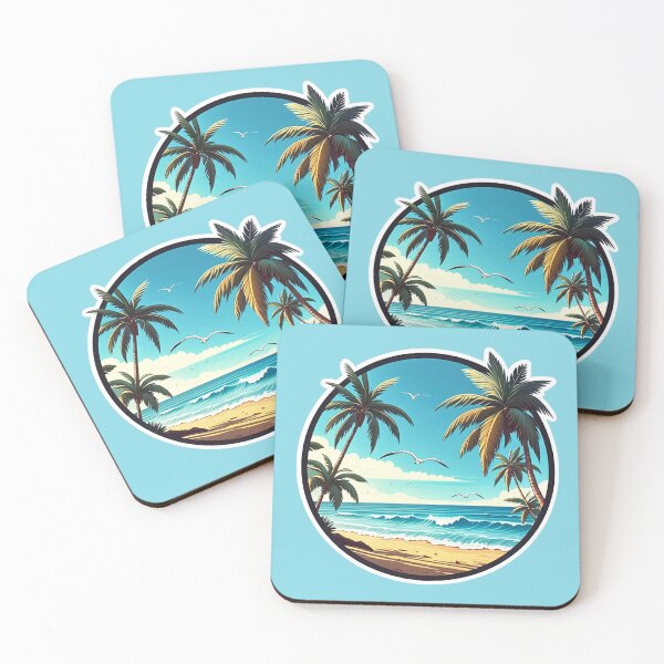 Item preview, Tropical Beach Scene with Palm Trees and Ocean Waves designed and sold by PrintBreeze.