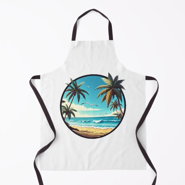 Item preview, Tropical Beach Scene with Palm Trees and Ocean Waves designed and sold by PrintBreeze.