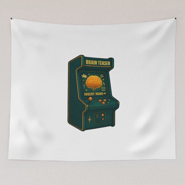 Item preview, Brain Teaser 3000 Arcade – Retro Puzzle Gamer Brain designed and sold by Papurica.