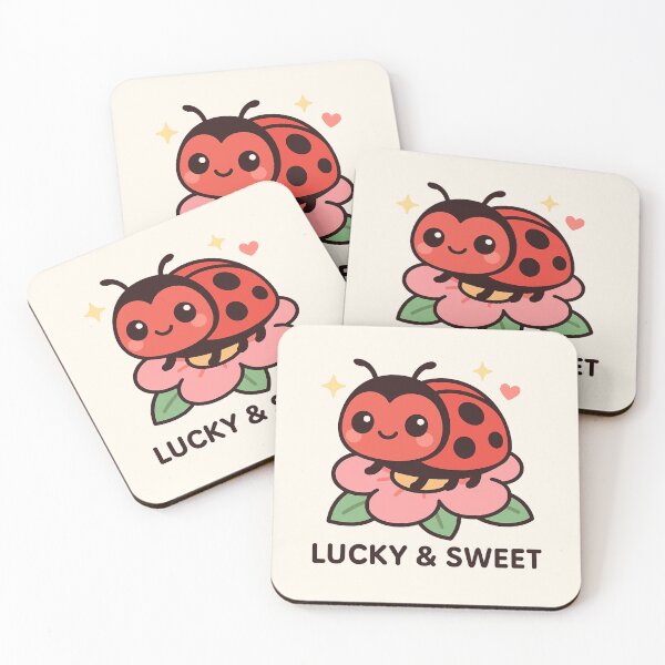 Item preview, Lucky & Sweet – Kawaii Ladybug on Flower designed and sold by Witty Moon.