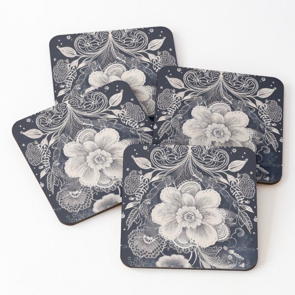 Item preview, Delicate Chaos Intricate Floral | Elegant Botanical Line Art | Dark Academia Lace Pattern designed and sold by KAYJAY DESIGNS.