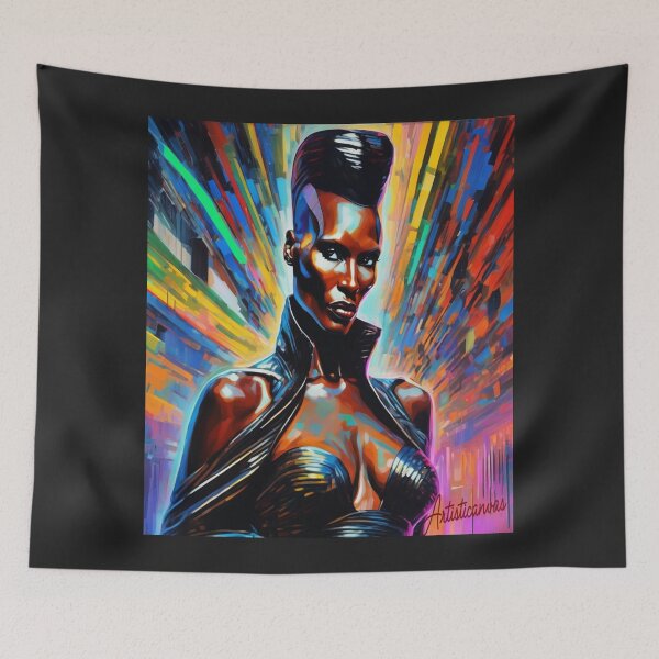 Item preview, "Futuristic Icon: Grace Jones as a Neon Goddess" designed and sold by Artisticanvas.