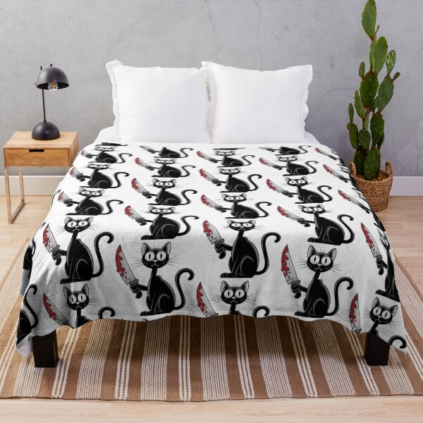 Item preview, Funny Murderous Black Cat Sticker, Creepy Cute Knife Cat Design for Halloween, Goth Fans & Dark Humor Lovers designed and sold by Aknarin Thika.
