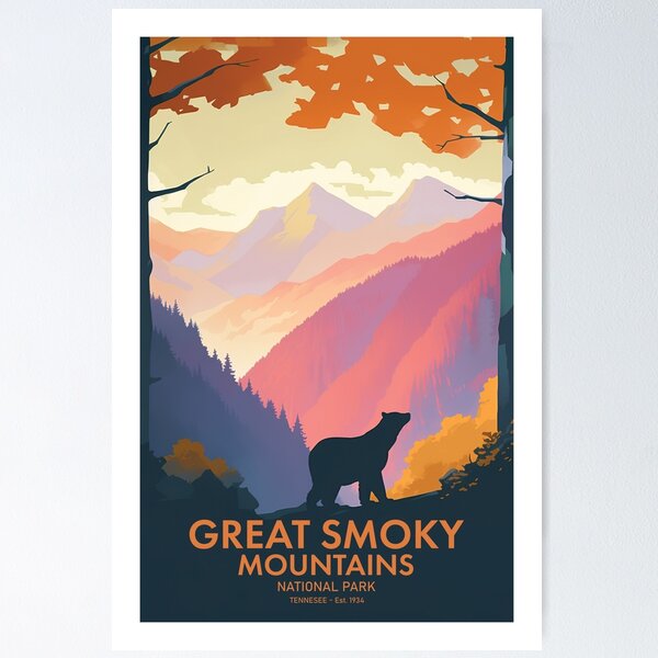 Item preview, Great Smoky Mountains Nationalpark Reise Kunst designed and sold by MarkedArtPrints.