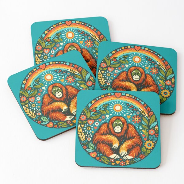 Item preview, Orangutan - Hope for Wildlife Scandinavian Folk Art by heidiannemorris © designed and sold by FOLK ART FUSION by heidiannemorris.