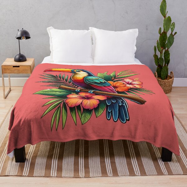Item preview, Colorful Tropical Toucan with Hibiscus Flowers designed and sold by PrintBreeze.