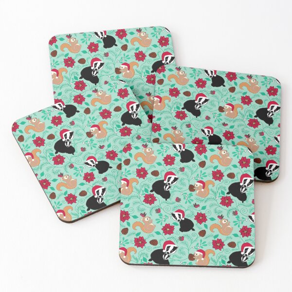 Item preview, Christmas woodland animals on green designed and sold by QuirkyCraftz.