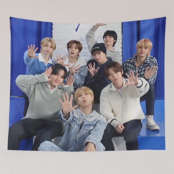 Item preview, SKZ blue summer poster cute boys summer limited edition smile You make STRAY KIDS stay kpop happy ot8 daughter gift photocards designed and sold by Kpop-Noona.