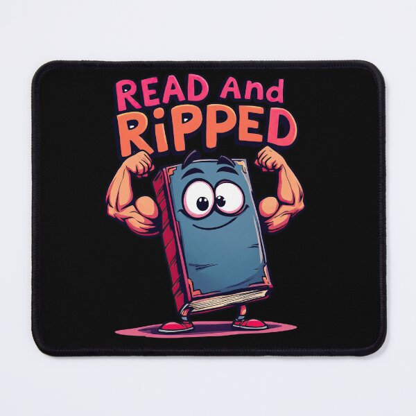 Item preview, A cartoon book with a muscular arm and a text reading ripped designed and sold by cafegrafis.