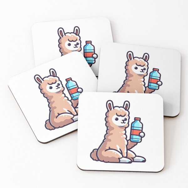Item preview, Peaceful Llama with Water Bottle – Calm Cartoon Hydration designed and sold by Confuzz1ed.