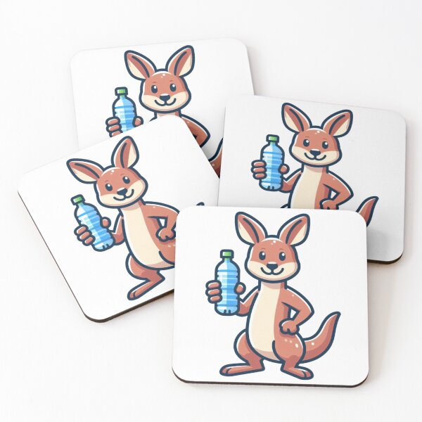 Item preview, Cartoon Kangaroo with Water Bottle – Cheerful Aussie Hydration designed and sold by Confuzz1ed.