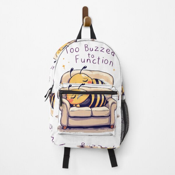 Item preview, Cartoon bee sleeping on a couch with the words too buzzzed function designed and sold by cafegrafis.