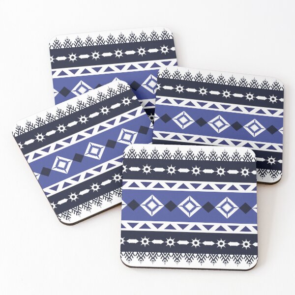 Item preview, Blue Tribal Geometric Pattern - Ethnic Border Design designed and sold by Kopii Art.