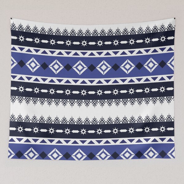 Item preview, Blue Tribal Geometric Pattern - Ethnic Border Design designed and sold by Kopii Art.