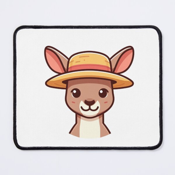 Item preview, Happy Kangaroo in Straw Hat – Aussie Cartoon Animal Art designed and sold by Confuzz1ed.