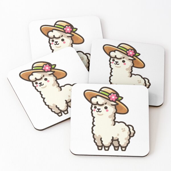Item preview, Stylish Llama in Straw Hat – Flower Accessory Cartoon Art designed and sold by Confuzz1ed.