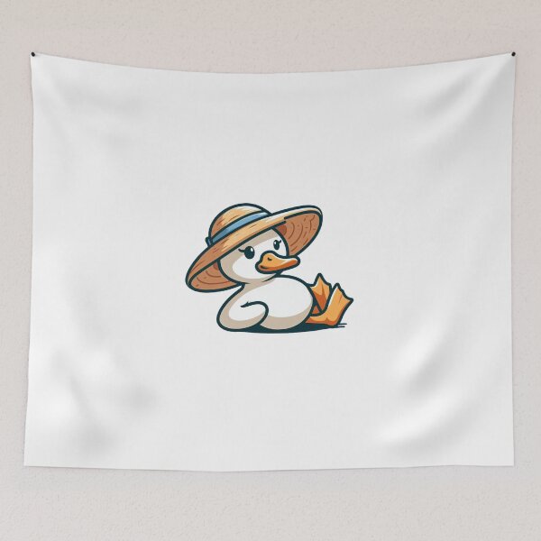 Item preview, Cartoon Duck with Straw Hat – Relaxed Summer Vibes designed and sold by Confuzz1ed.