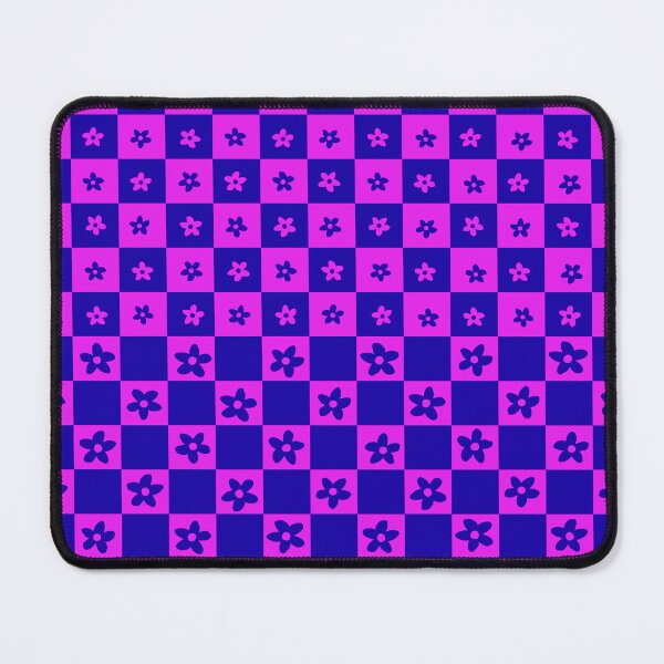 Item preview, Abstract Floral Checker Pattern 33 in Sapphire Blue and Pop Pink designed and sold by nineFlorals.