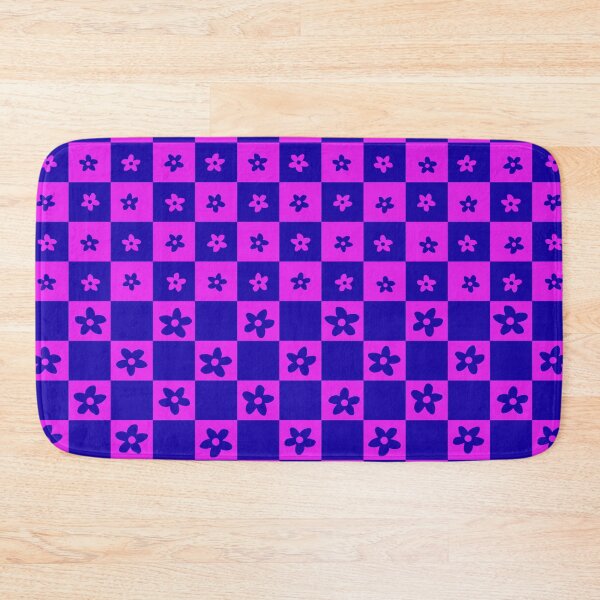 Item preview, Abstract Floral Checker Pattern 33 in Sapphire Blue and Pop Pink designed and sold by nineFlorals.